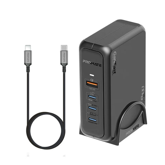 Promate 140W Super Speed | GanFast Charging Station with Power Delivery 3.1 and Quick Charge 3.0